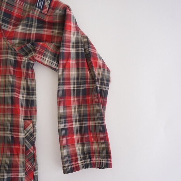 Liz Golf By Liz Claiborne Blue Red Plaid Tartan Quarter Zip Windbreaker Jacket M - Picture 5 of 10